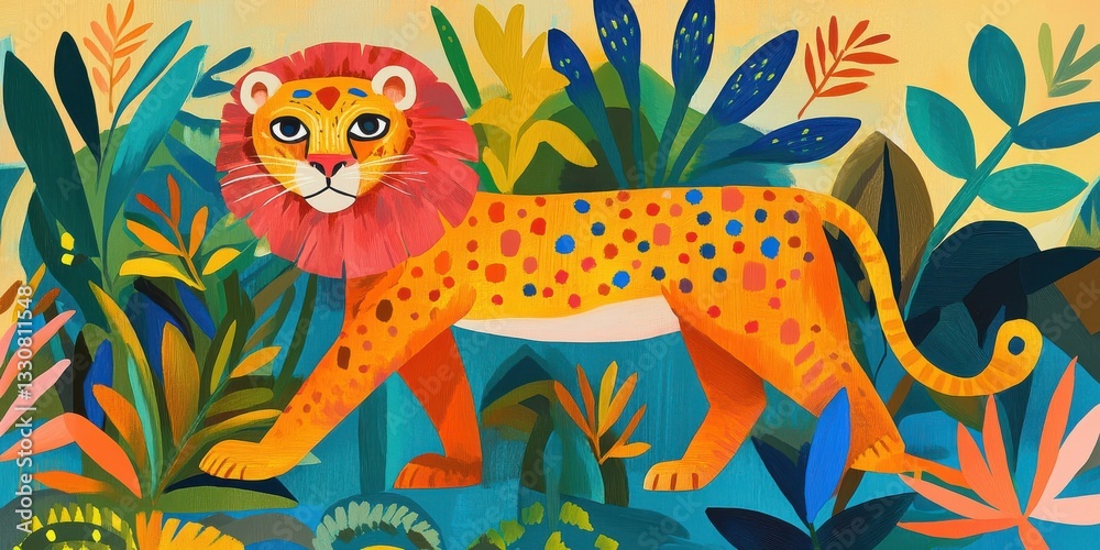 Obraz premium Panthera leo rendered in vibrant colors