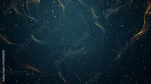 Abstract Gold and Teal Swirls: A Digital 3D Render AI Generated