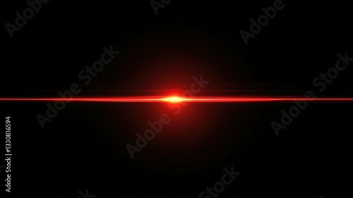 A bright red lens flare shining brightly across a dark background