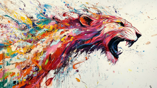 Roaring Lion Explosion – Vibrant Abstract Expressionism