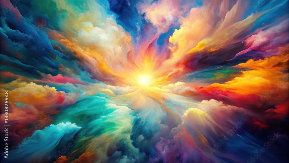 Vibrant Hues of a Dreamlike Celestial Landscape, Painted with Swirling Colors and Radiant Light Vibrant Hues of a Dreamlike Celestial Landscape, Painted with Swirling Colors and Radiant Light