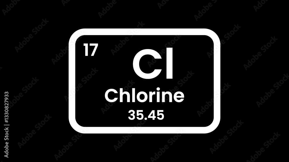 Chlorine element icon, Periodic table element Chlorine icon. Element of the periodic table of the Mendeleev system icon animation. Chlorine element icon, Periodic table element Chlorine icon. Element of the periodic table of the Mendeleev system icon animation.