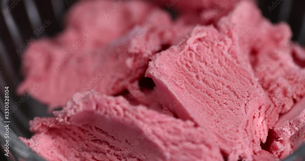 delicious ice cream with berry flavor and smell, natural ice cream with added strawberry flavor