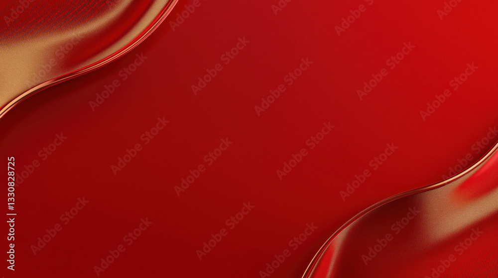 Naklejka premium Elegant Golden Texture Background with Red Satin Textured Corners, Creating a Refined and Luxurious Aesthetic