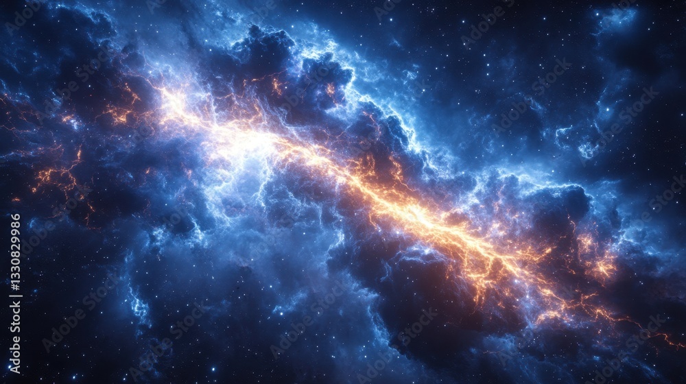 Fototapeta premium A nebula showcasing a distant star in the background surrounded by colorful cosmic clouds and celestial beauty