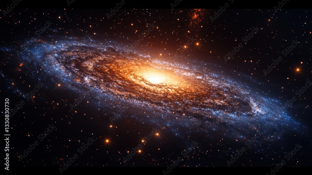 Fototapeta premium Stunning full frame view of a bright starry galaxy with cosmic beauty and a captivating night sky
