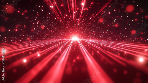 A vivid red neon light effect with glowing streaks and sparkles, reminiscent of police lights or a sci-fi atmosphere
