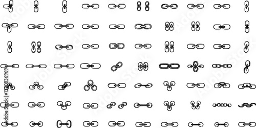 Set of realistic paper clips attachment with shadow isolated on transparent background.
