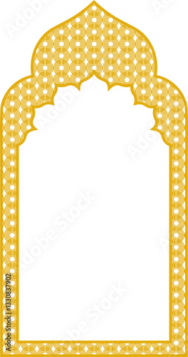 Ornate Islamic Window Frame Design In Gold