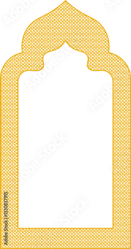 Ornate Islamic Window Frame Design In Gold