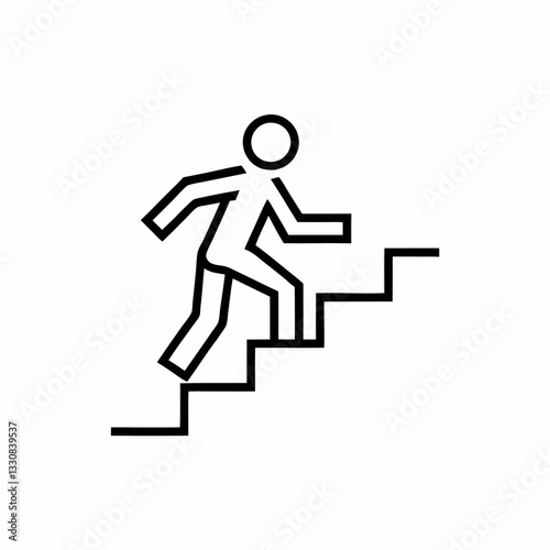 A  person running up stair-climbing figure embodying effort and aspiration in a minimalist style on a white background