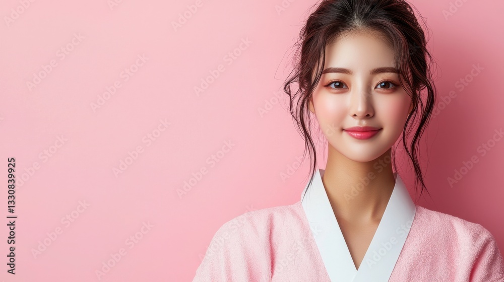 Woman in pink robe representing self-care budgeting in a cozy and inviting environment for financial empowerment Woman in pink robe representing self-care budgeting in a cozy and inviting environment for financial empowerment