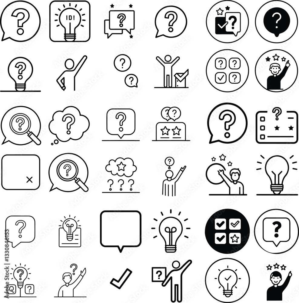 Question Icons Set – Editable Stroke Vector Illustration Question Icons Set – Editable Stroke Vector Illustration