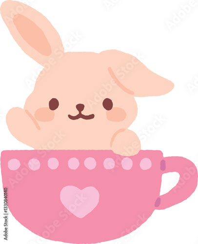 ティーカップに入ったうさぎのイラスト