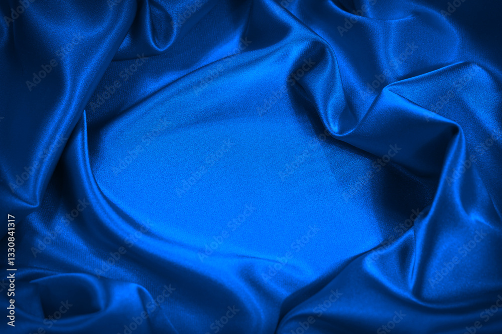 Black dark blue silk satin fabric backdrop. Product space. Drapery. Show mockup presentation fashion show podium display . Beauty luxury festive cosmetics perfume decoration gift. Design.