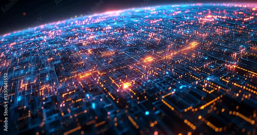 Glowing Circuit Board Network Sphere Glowing Circuit Board Network Sphere