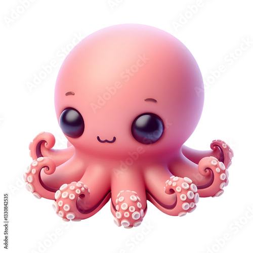 Cute 3d octopus isolated on white background