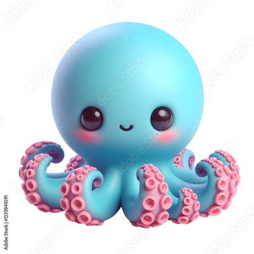 Cute 3d octopus isolated on white background