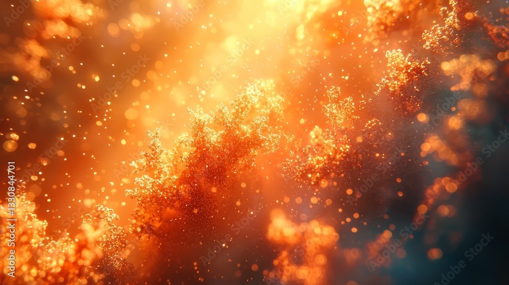 Naklejka premium Vibrant abstract explosion of orange and gold hues, creating a dynamic visual of energy and warmth, perfect for creative projects and backgrounds.