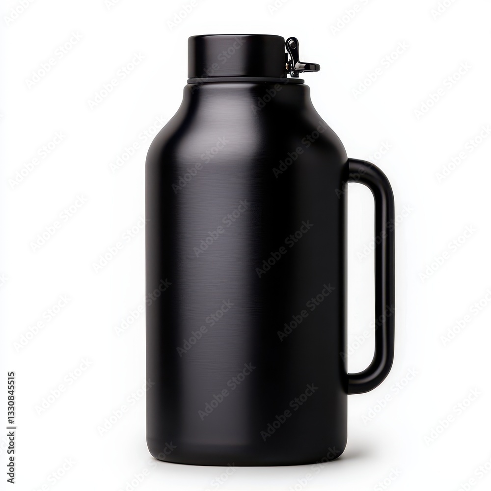 Black Insulated Water Bottle with Lid and Handle for Outdoor Use Black Insulated Water Bottle with Lid and Handle for Outdoor Use