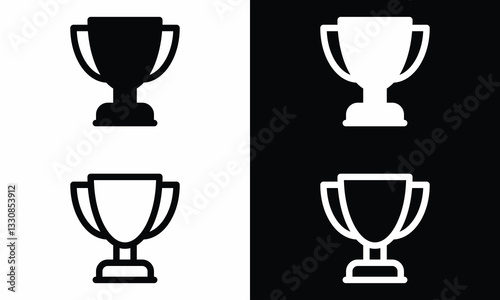 Trophy award cup icons collection in black. Contest and competition award symbol. Trophy cup icons, trophy cup award in flat style.various style designs of trophi.