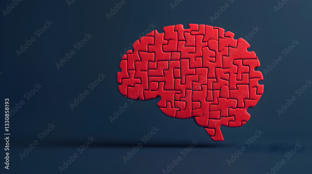 Creative brain puzzle concept for brainstorming digital art studio close-up view