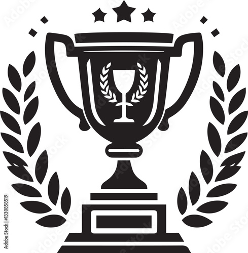 black vector illustration of a trophy cup, trophy cup logo design, trophy cup vector icon, trophy cup silhouette vector, trophy cup silhouette vector black and white