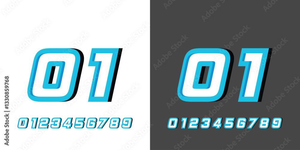 Fototapeta premium number 01 racing car with white blue color and 3d effect, for sporty design, workshop, racing jersey