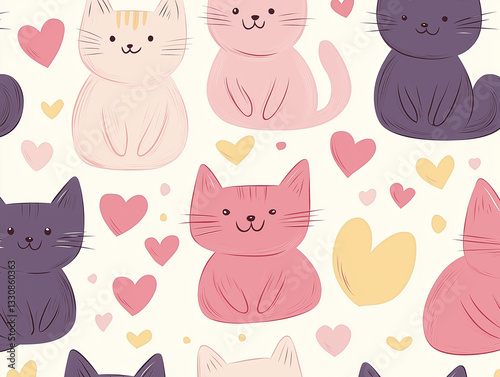 Wallpaper Mural cat seamless pattern  Torontodigital.ca