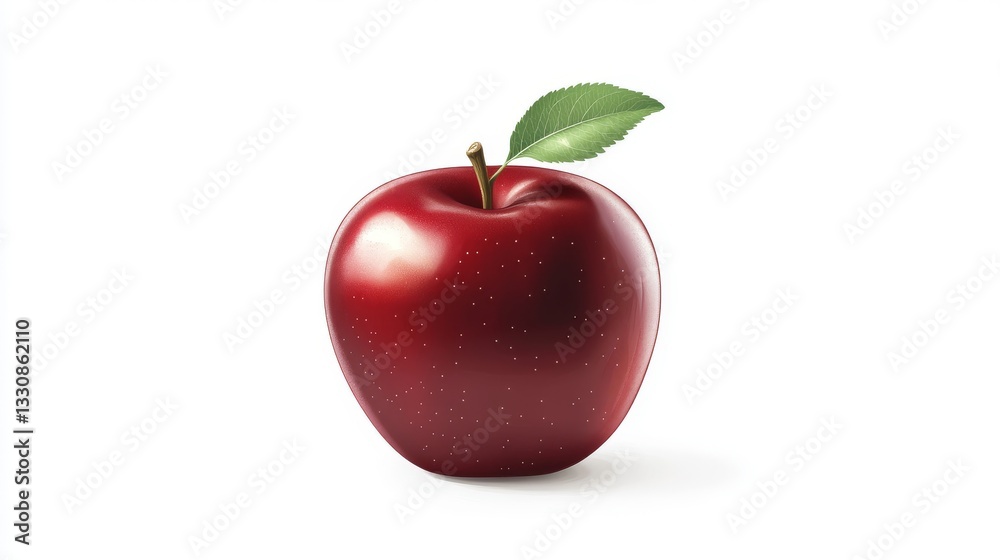 63.A detailed and realistic vector illustration of a dark red apple, isolated on a clean white background. The apple is glossy, with a rich, deep red color and subtle gradient shading that adds 63.A detailed and realistic vector illustration of a dark red apple, isolated on a clean white background. The apple is glossy, with a rich, deep red color and subtle gradient shading that adds