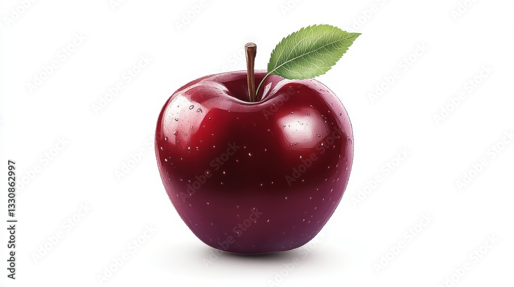 67.A lifelike vector representation of a dark red apple, isolated on a white background. The apple is rendered with fine detail, showcasing its reflective, smooth skin that catches the light. The 67.A lifelike vector representation of a dark red apple, isolated on a white background. The apple is rendered with fine detail, showcasing its reflective, smooth skin that catches the light. The