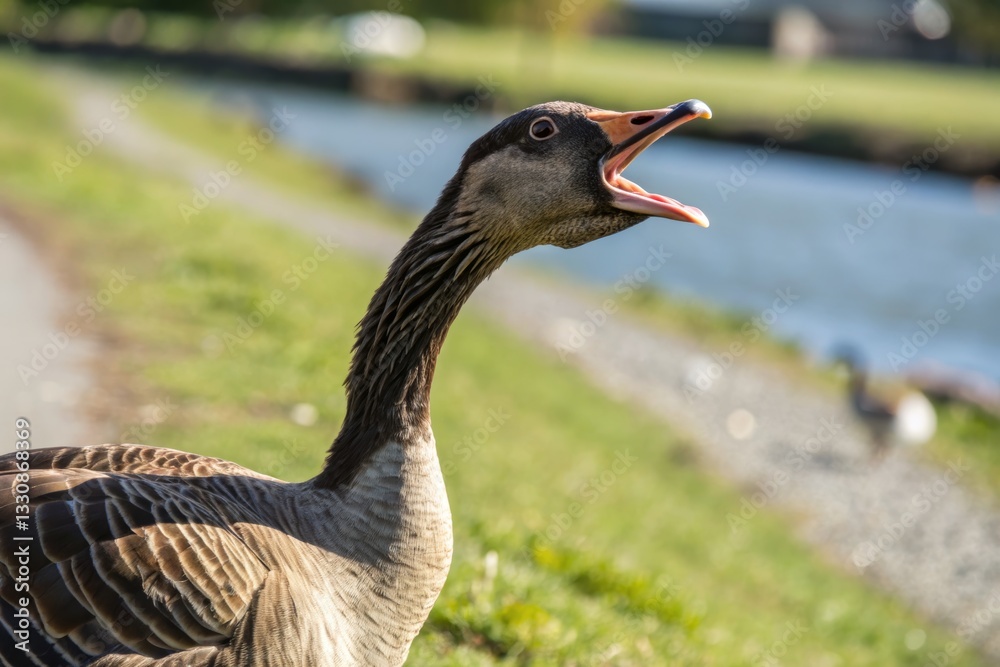 Obraz premium Greylag Goose Calling Out