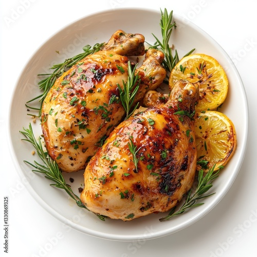Delicious Grilled Chicken Legs, Herb Garnish