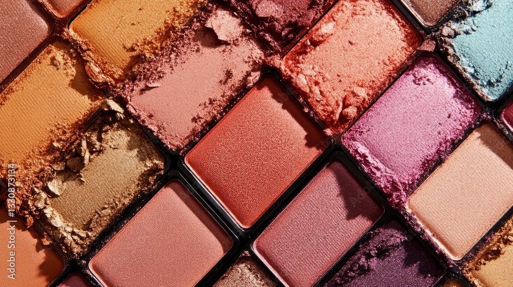 Fototapeta premium Colorful makeup palette with highly pigmented eyeshadows. generative ai