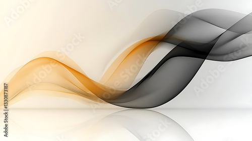 Fototapeta Naklejka Na Ścianę i Meble -  Yellow and black waves abstract on white background illustration design, 3d digital wallpaper