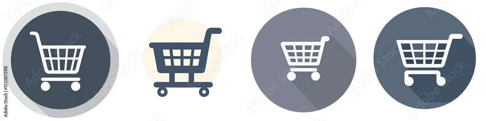 Cart icons present online shopping in circle frames with different shades on white backdrop isolated on white or transparent Cart icons present online shopping in circle frames with different shades on white backdrop isolated on white or transparent