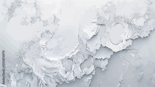 Close-up view of a textured white surface. The texture features swirling, marbled patterns with variations in depth and shade of white, creating a three-dimensional effect.  The overall impression