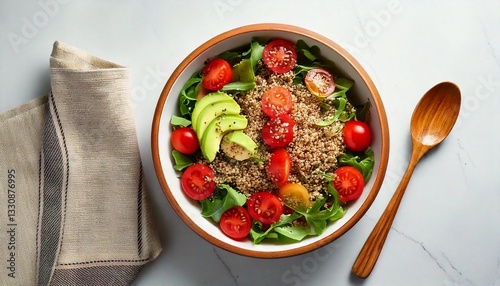 Wallpaper Mural Fresh vegetable salad with beans, meat, and tomatoes in a bowl Torontodigital.ca