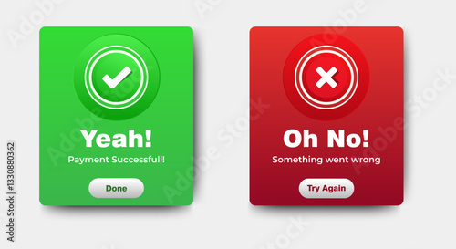 Payment message popup window ui design with button for mobile and web. Vector EPS 10