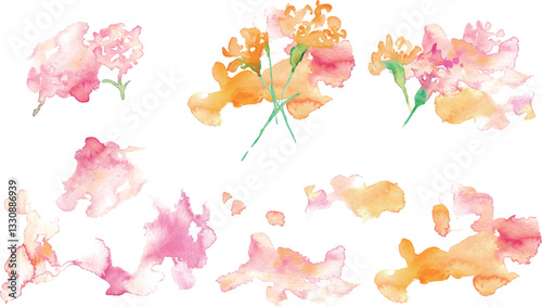 : 水彩画。水彩タッチの母の日カーネーションイラスト。母の日のカーネーション背景ベクターイラスト。Watercolor painting. Mother's Day carnation illustration with watercolor touch. Mother's day carnation background vector illustration.