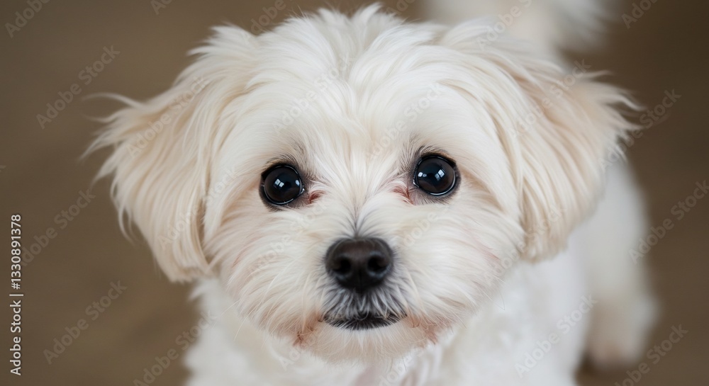 Adorable fluffy white dog looks intently soft warm light bathes its fur. AI Generated Adorable fluffy white dog looks intently soft warm light bathes its fur. AI Generated
