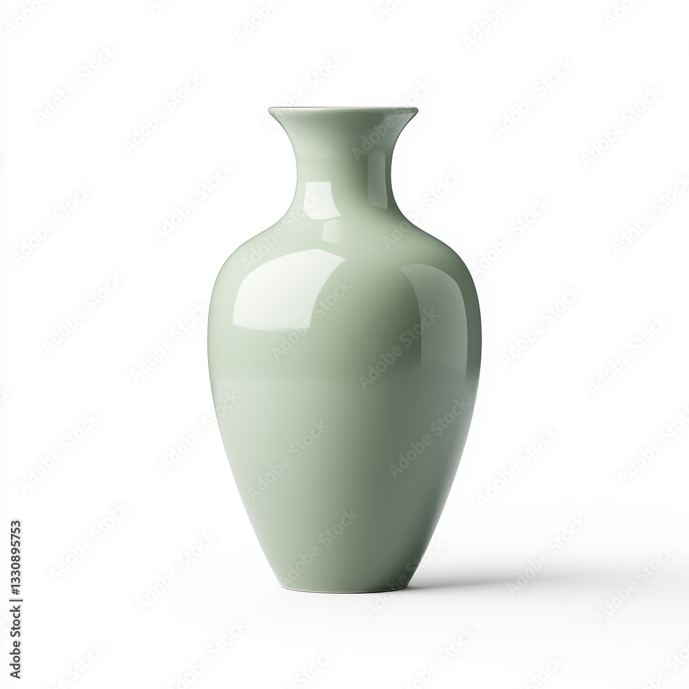 Elegant Minimalist Green Vase with Smooth Glossy Finish Elegant Minimalist Green Vase with Smooth Glossy Finish