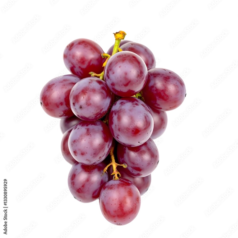 Fototapeta premium Fresh Red Grapes Cluster Isolated on White Background