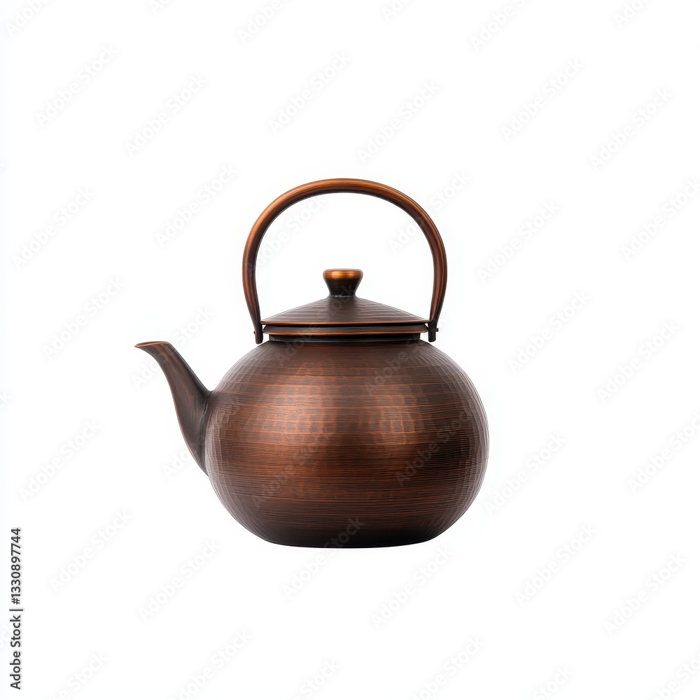 Elegant Copper Teapot with a Curved Handle and Smooth Finish