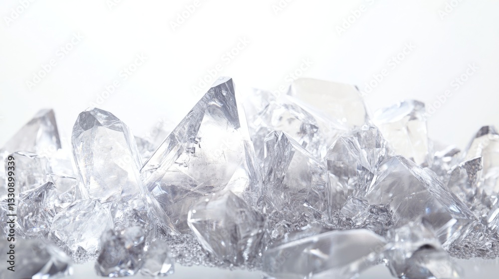 Natural clear quartz crystals on light background for healing and meditation themes Natural clear quartz crystals on light background for healing and meditation themes