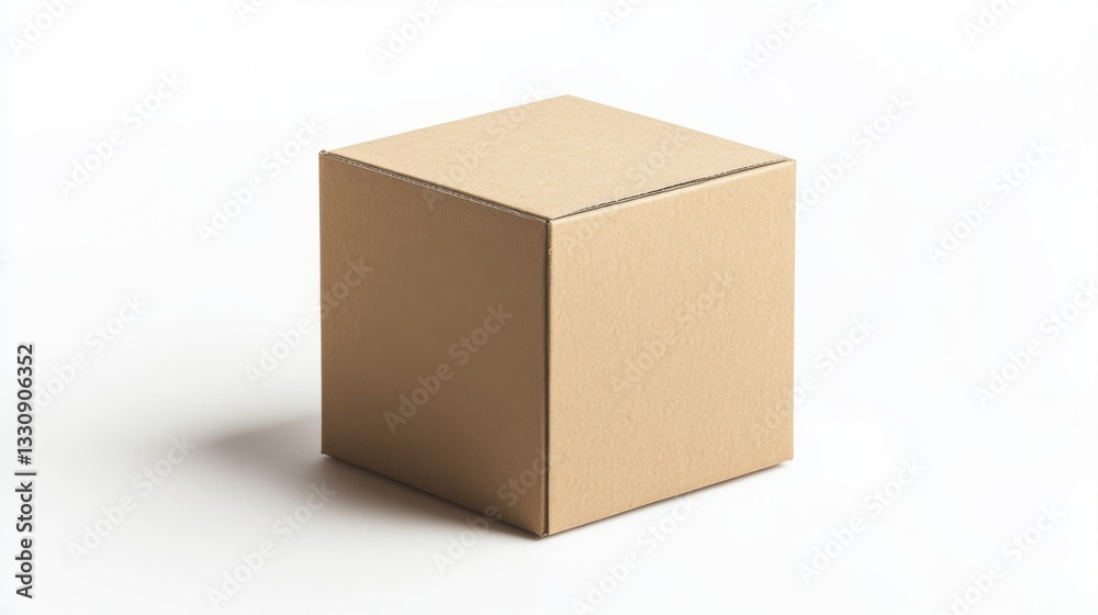 Minimalist brown cardboard box for packaging and shipping design on white background Minimalist brown cardboard box for packaging and shipping design on white background
