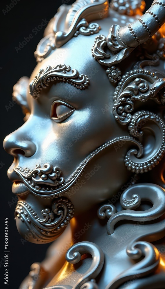 Obraz premium Close-up of polished silver, intricate details, object, aluminum texture