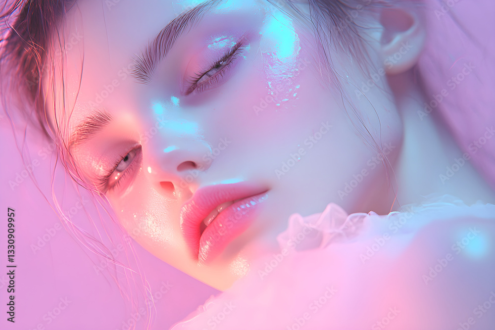 Ethereal Dreamscape: Pastel Shimmer on Luminous Skin