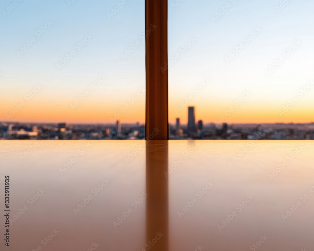 Naklejka premium Minimalist Tokyo Workspace Vista Ethereal Urban Perspective Showcasing Global Business Horizon, Next-Gen Commercial Real Estate Inspiration