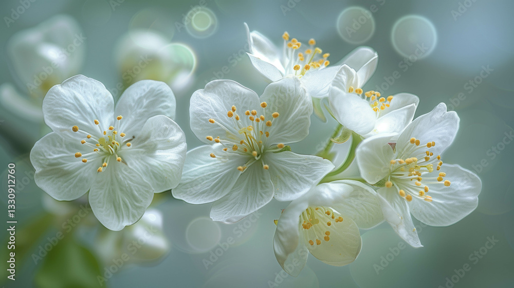 Obraz premium Delicate white wildflowers in soft-focus with a gentle bokeh background